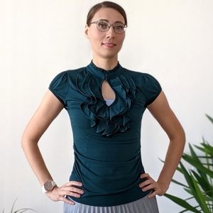 Teal top with ruffles